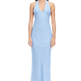 LIONESS Carrie Halter Dress Blue Check