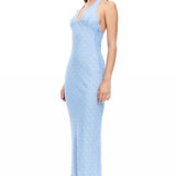 LIONESS Carrie Halter Dress Blue Check