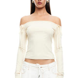 LIONESS Insightful Off Shoulder Top Ivory
