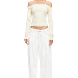LIONESS Insightful Off Shoulder Top Ivory