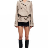 LIONESS Cropped Trencherous Coat Mushroom