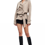 LIONESS Cropped Trencherous Coat Mushroom