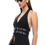 LIONESS Ethereal Buckle Top Onyx