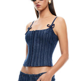 LIONESS Charismatic Denim Corset Navy