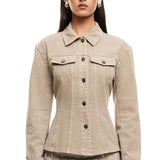 LIONESS Rider Denim Jacket Beige