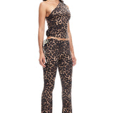 LIONESS Rendezvous One Shoulder Top Leopard