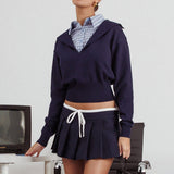LIONESS Racquet Club Knit Sweater Navy