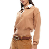 LIONESS Racquet Club Knit Sweater Camel