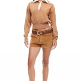 LIONESS Racquet Club Knit Sweater Camel