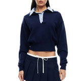 LIONESS Racquet Club Knit Sweater Navy