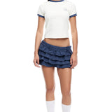 LIONESS Match Point Mini Skort Ivory Navy