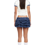 LIONESS Match Point Mini Skort Ivory Navy