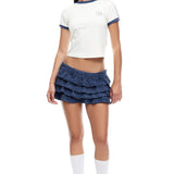 LIONESS Match Point Mini Skort Ivory Navy