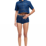 LIONESS Halston Denim Top Blue Denim