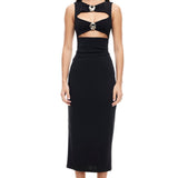 LIONESS After Hours Midi Dress Onyx