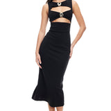 LIONESS After Hours Midi Dress Onyx