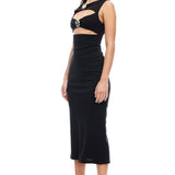 LIONESS After Hours Midi Dress Onyx