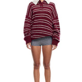 LIONESS Rising Sun Jersey Sweater Crimson