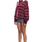 LIONESS Rising Sun Jersey Sweater Crimson