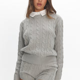 LIONESS Coastal Cable Knit Sweater Cloud