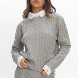 LIONESS Coastal Cable Knit Sweater Cloud