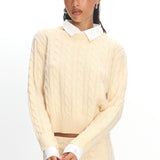 LIONESS Costal Cable Knit Sweater Cream