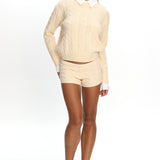LIONESS Costal Cable Knit Sweater Cream