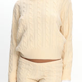 LIONESS Costal Cable Knit Sweater Cream