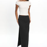 LIONESS Lune Maxi Skirt Onyx Pinstripe