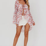 Ganyah Tie Front Blouse Print Brick