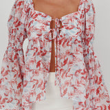 Ganyah Tie Front Blouse Print Brick