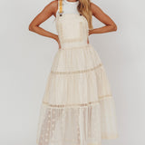 Odeyah Lace Trim Overall Dress Champagne