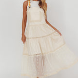 Odeyah Lace Trim Overall Dress Champagne