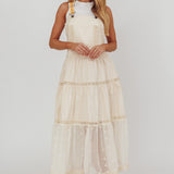 Odeyah Lace Trim Overall Dress Champagne