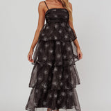 Morina Tiered Maxi Dress Glitter Black