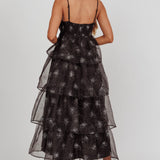 Morina Tiered Maxi Dress Glitter Black