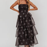 Morina Tiered Maxi Dress Glitter Black