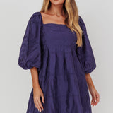 Summerlin Puff Sleeve Eyelet Mini Dress Navy