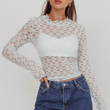 Not Shy Long Sleeve Lace Top Alice Blue