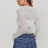 Not Shy Long Sleeve Lace Top Alice Blue