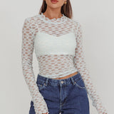 Not Shy Long Sleeve Lace Top Alice Blue