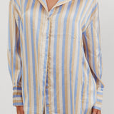 Like The Movies Striped Satin Shirt Light Blue