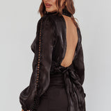Caia Pearl Detail Open Back Top Black
