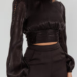 Caia Pearl Detail Open Back Top Black