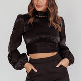 Caia Pearl Detail Open Back Top Black