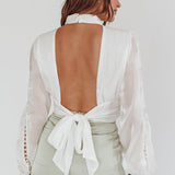 Caia Pearl Detail Open Back Top White