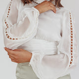 Caia Pearl Detail Open Back Top White