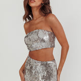 Star Girls Strapless Sequin Top Silver