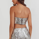 Star Girls Strapless Sequin Top Silver