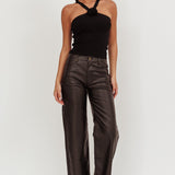 Anora Ribbed Rose Top Black